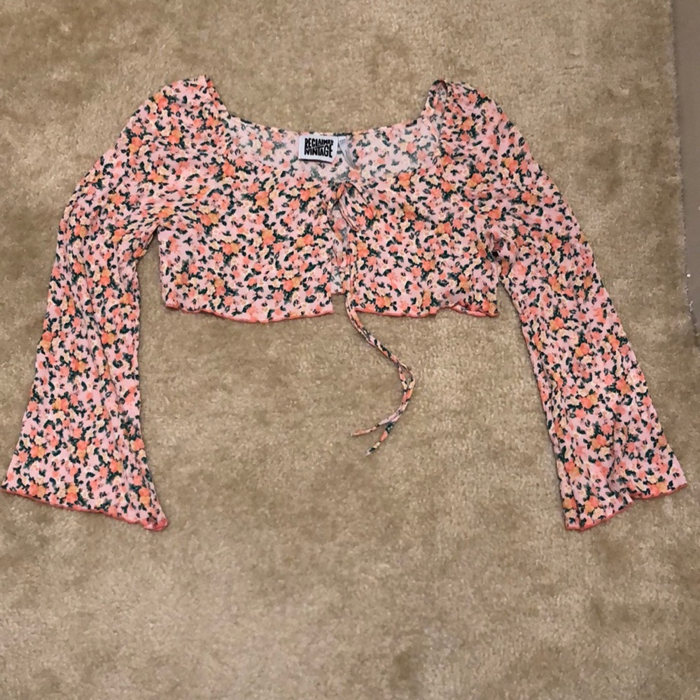 Size 4 Pink Flower Crop Top